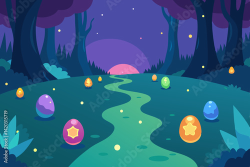 night landscape with moon