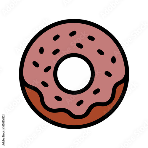 Donut Delight: A close-up shot captures a delicious, mouth-watering donut with a perfectly round shape and a generous frosting topped with a scattering of tiny sprinkles.