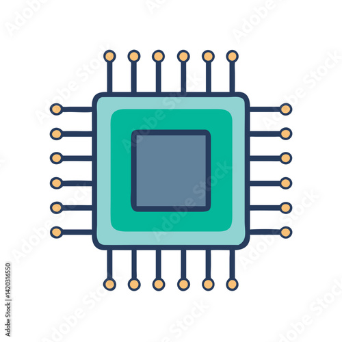 Digital Brain's Blueprint: A detailed close-up rendering of a microchip. This technological marvel, with its intricate network of circuits, represents the core of modern computing.