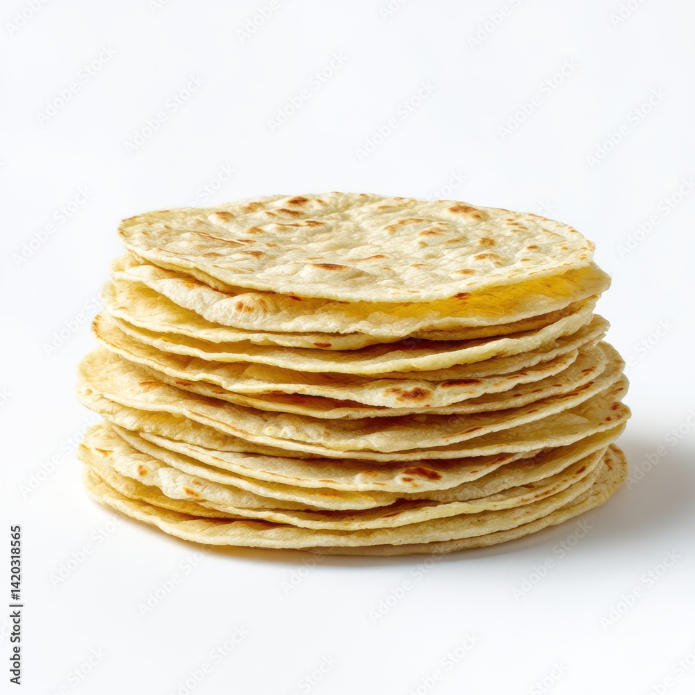 Stack of tortillas flatbreads on white background Stack of tortillas flatbreads on white background