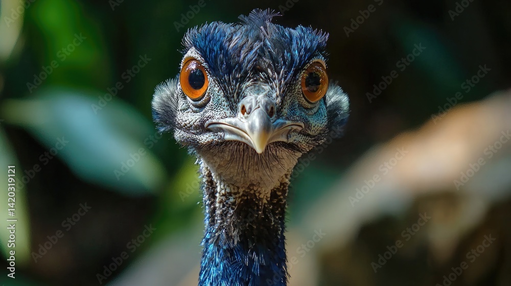 Close-up portrait of a southern cassowary. Close-up portrait of a southern cassowary.