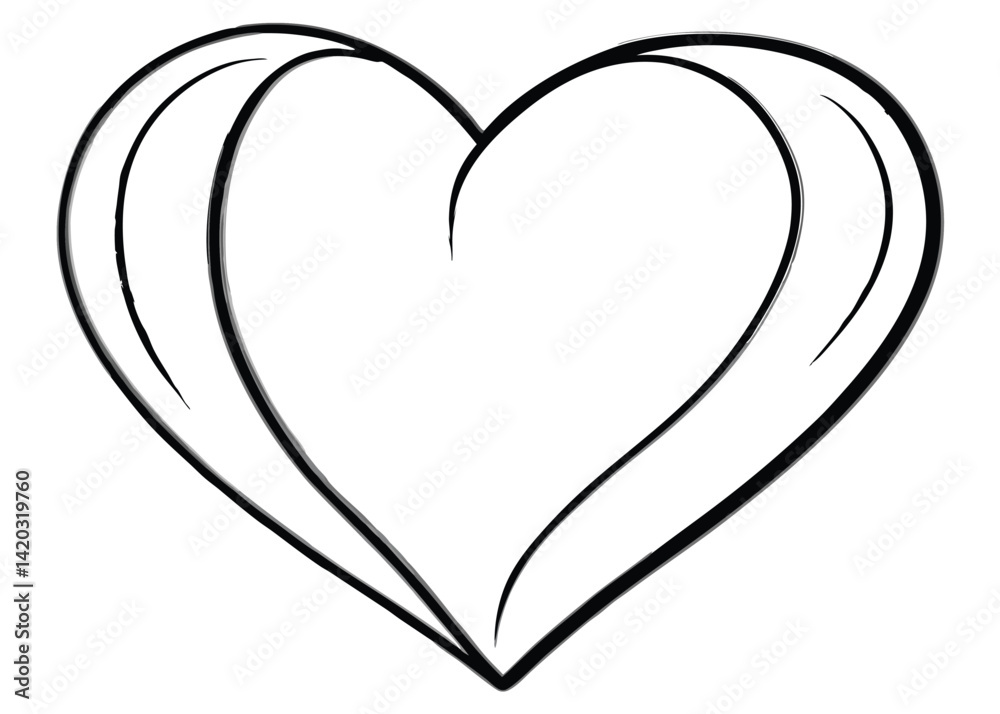 Heart doodle line art silhouette vector Heart doodle line art silhouette vector