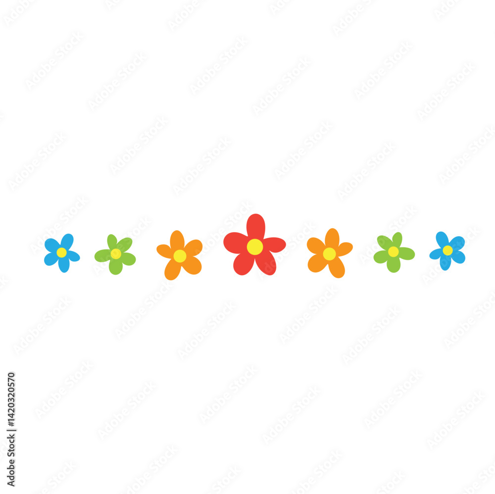 Fototapeta premium Hand drawn flowers border. Vector illustration 