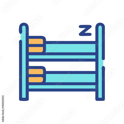 Bunk Bed Frame Icon Representing Children's Bedroom Furniture and Space-Saving Design
