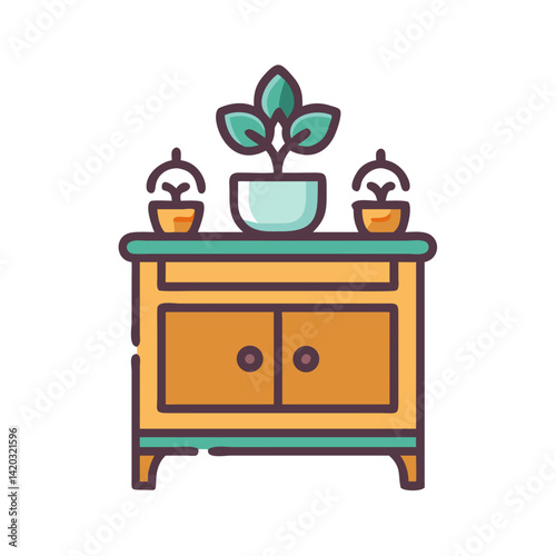 Cabinet with Top Decor Icon Representing Decorative Storage Furniture