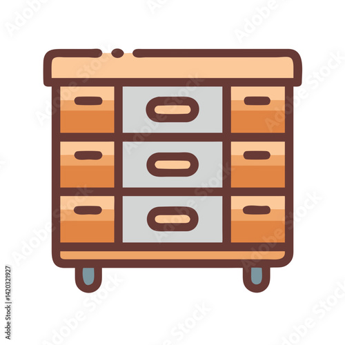 Drawer Chest with Mix Handles Icon Representing Eclectic Storage Furniture