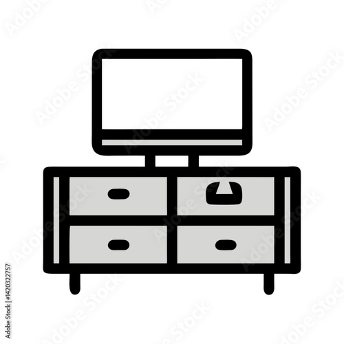 TV Console with Drawers Icon Representing Media Storage and Entertainment Unit