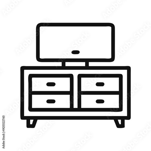 TV Console with Drawers Icon Representing Media Storage and Entertainment Unit