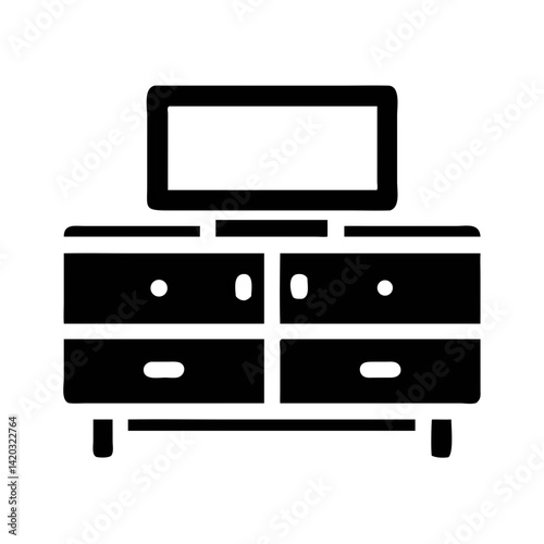 TV Console with Drawers Icon Representing Media Storage and Entertainment Unit