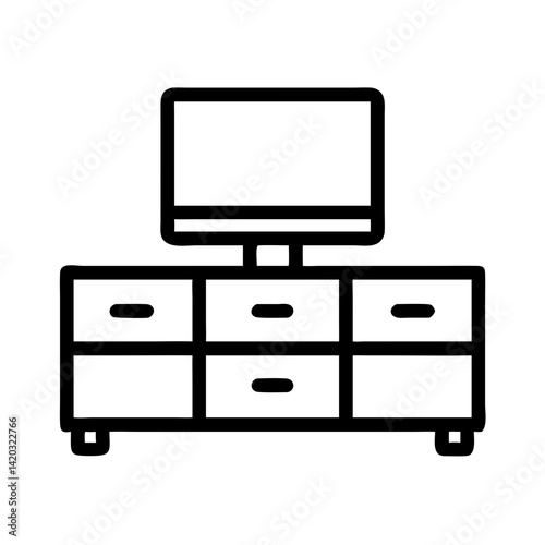 TV Console with Drawers Icon Representing Media Storage and Entertainment Unit