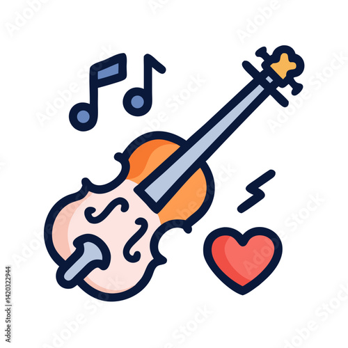 Violin Icon Representing Wedding Music Performance and Romantic Entertainment