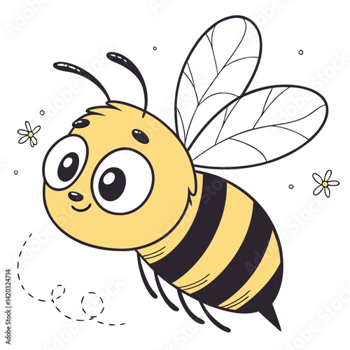 a cute bee solid white background eps