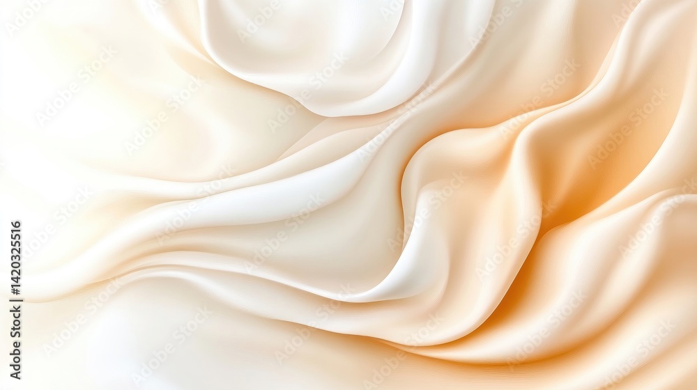 Soft, flowing, elegant fabric drapes in a gradient of beige and cream Soft, flowing, elegant fabric drapes in a gradient of beige and cream
