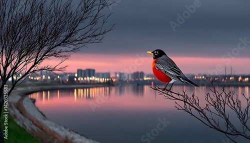 Bird Dusk Cityscape