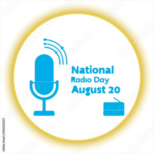 National Radio Day Logo Design,Radio Broadcast Celebration Icon,Vintage Microphone and Radio Symbol,National Radio Day Vector Illustration,Audio Broadcasting and Communication Logo
