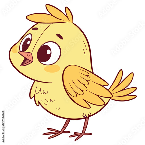 a cute yellow chicken solid white background eps