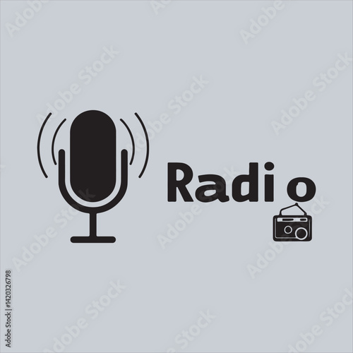 National Radio Day Logo Design,Radio Broadcast Celebration Icon,Vintage Microphone and Radio Symbol,National Radio Day Vector Illustration,Audio Broadcasting and Communication Logo