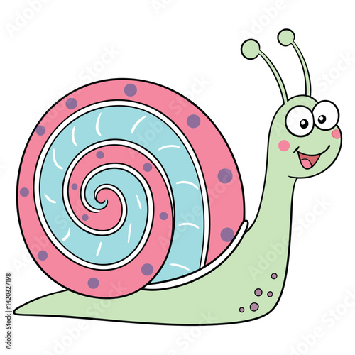 cute colorful snail solid white background eps
