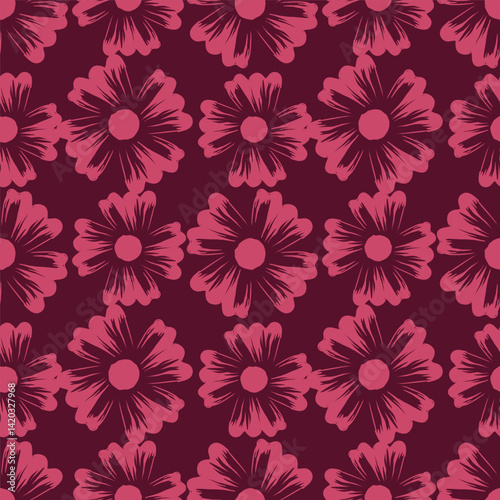 Vintage seamless floral pattern. Liberty style background of small mauve and lilac flowers. Small flowers scattered over a white background. Stock for printing on surfaces