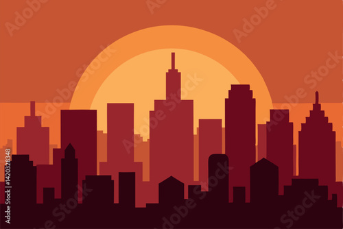 chicago skyline at sunset