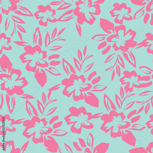 Exotic hand drawn flowers, seamless patterns with floral for fabric, textiles, clothing, wrapping paper, cover, banner, home decor, abstract backgrounds