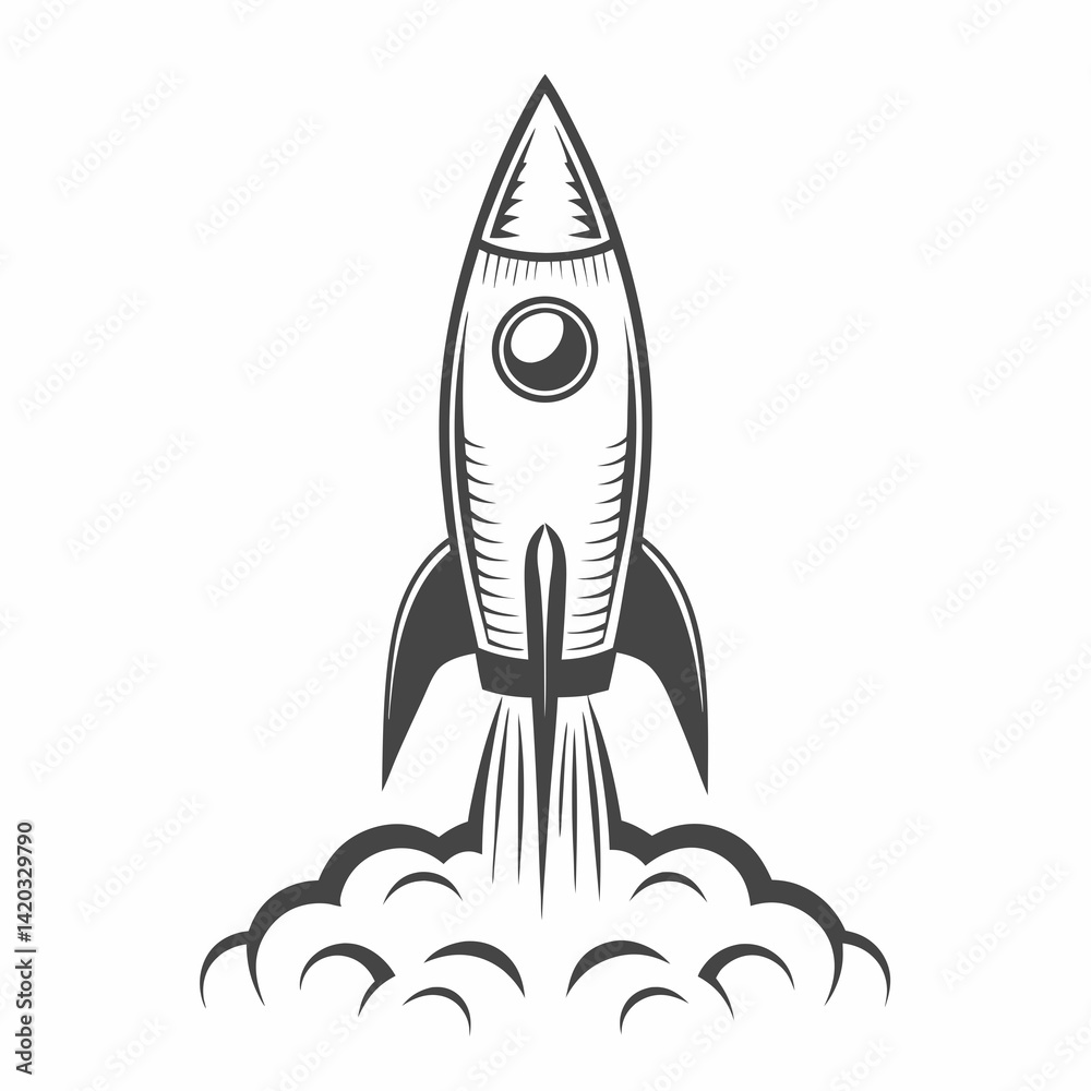 black and white outline rocket launch icon black and white outline rocket launch icon