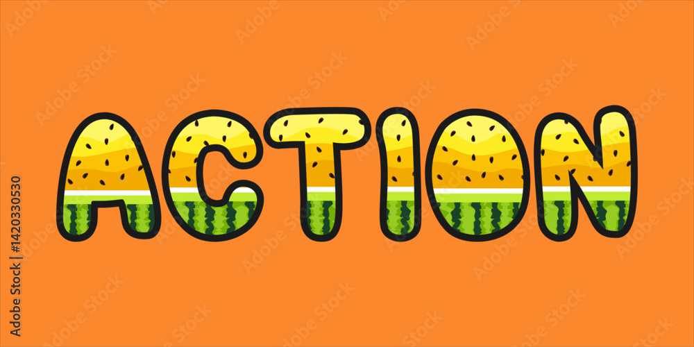 Naklejka premium typography ACTION word art illustration, editable text effect, eps file format 