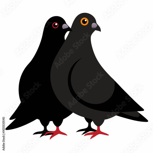 Love pigeons vector art illustration