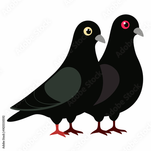 Love pigeons vector art illustration