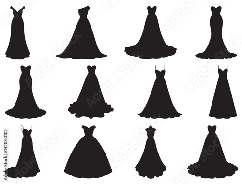 BRIDESMAID DRESS SILHOUETTE WHITE BACKGROUND
