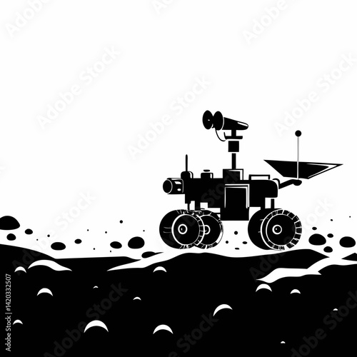 mars-exploration-vehicle-black-and-white