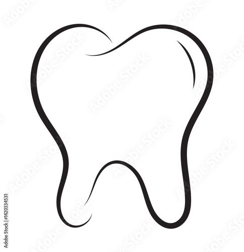 Tooth or teeth icons for dentistry clinic, toothpaste and dental mouthwash. Vector outline healthy tooth or teeth icons.