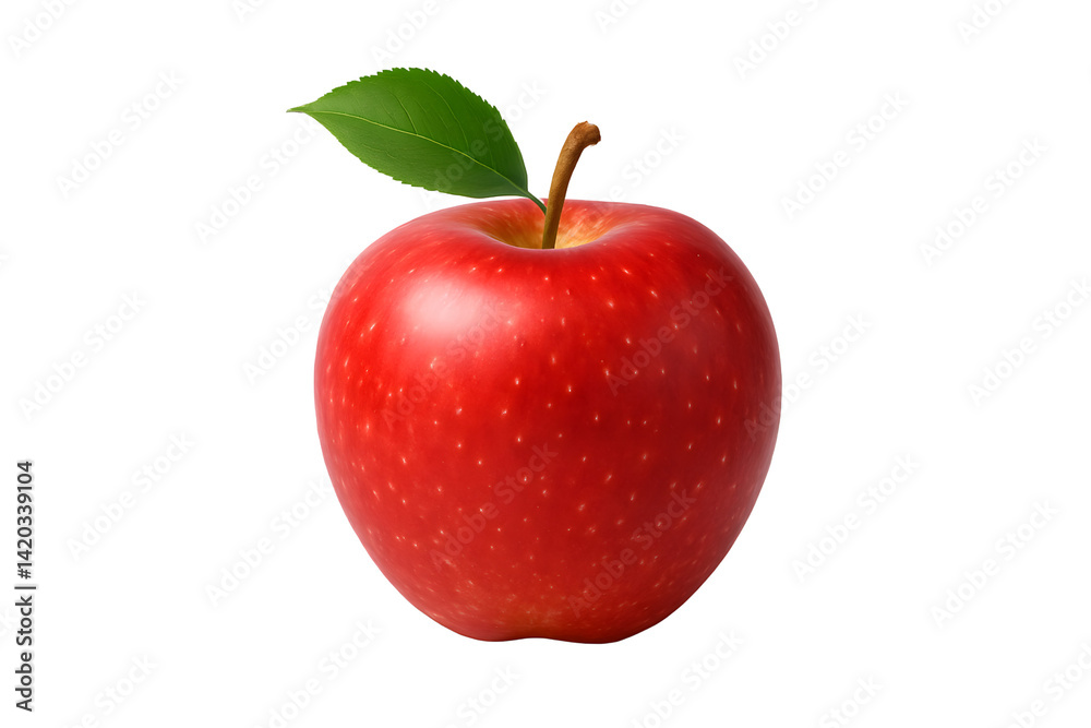 Fresh Red Apple with Leaf – Isolated on Transparent Background Fresh Red Apple with Leaf – Isolated on Transparent Background