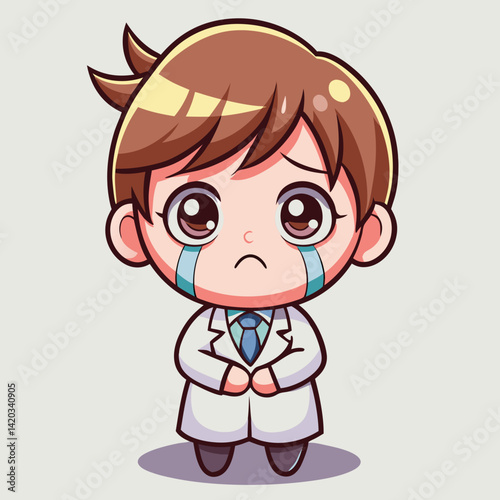 Sad cartoon doctor character with teary eyes (1)