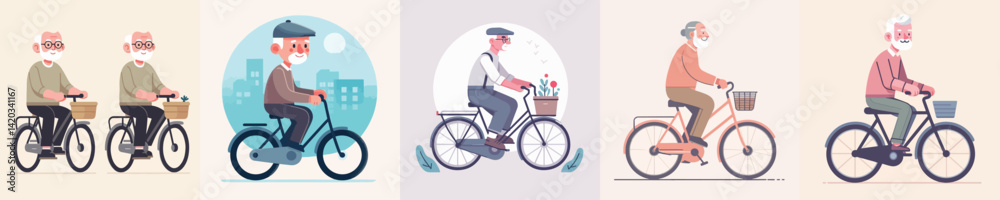vector collection of grandfather riding a bicycle vector collection of grandfather riding a bicycle