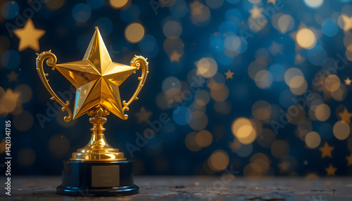 Golden star trophy symbolizes excellence and recognition among employees.