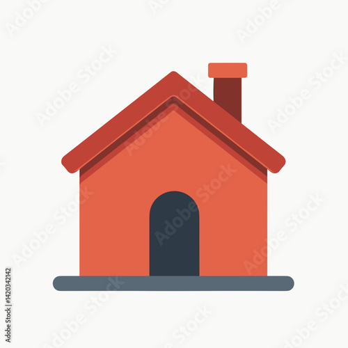 Simple illustrated house with a chimney on a light background -  