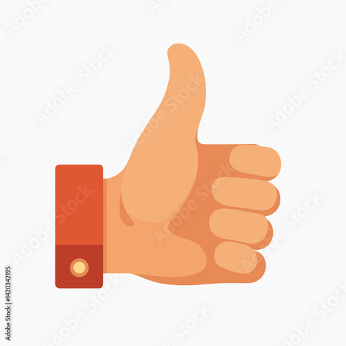 Hand giving thumbs up gesture on white background  