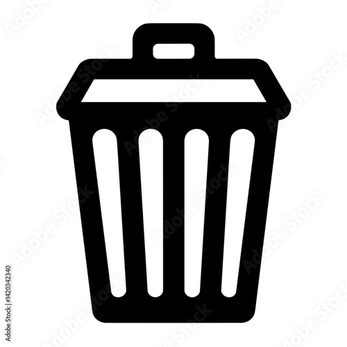 Trash bin icon in clean minimal style representing delete or remove action in digital interface - concept of file removal and user interaction