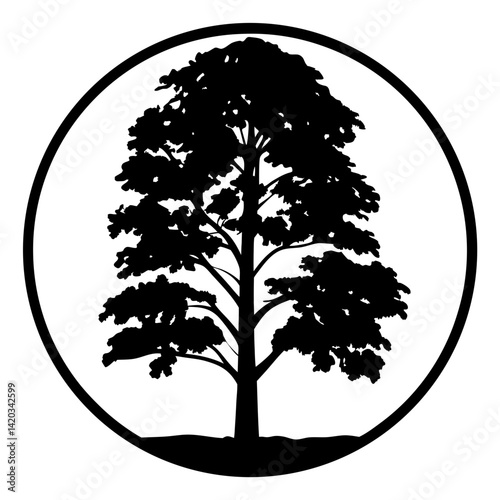 Silhouette of a tree in a circle evoking nature and simplicity