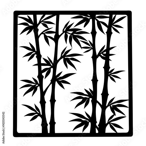Elegant bamboo silhouette in a square frame, natureinspired minimalist design