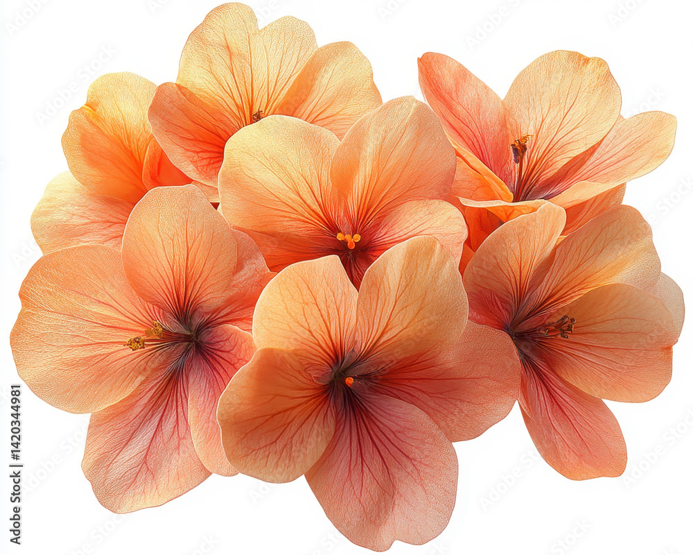 Detailed Image of Coral Orange Flowers Isolated on White Background Detailed Image of Coral Orange Flowers Isolated on White Background