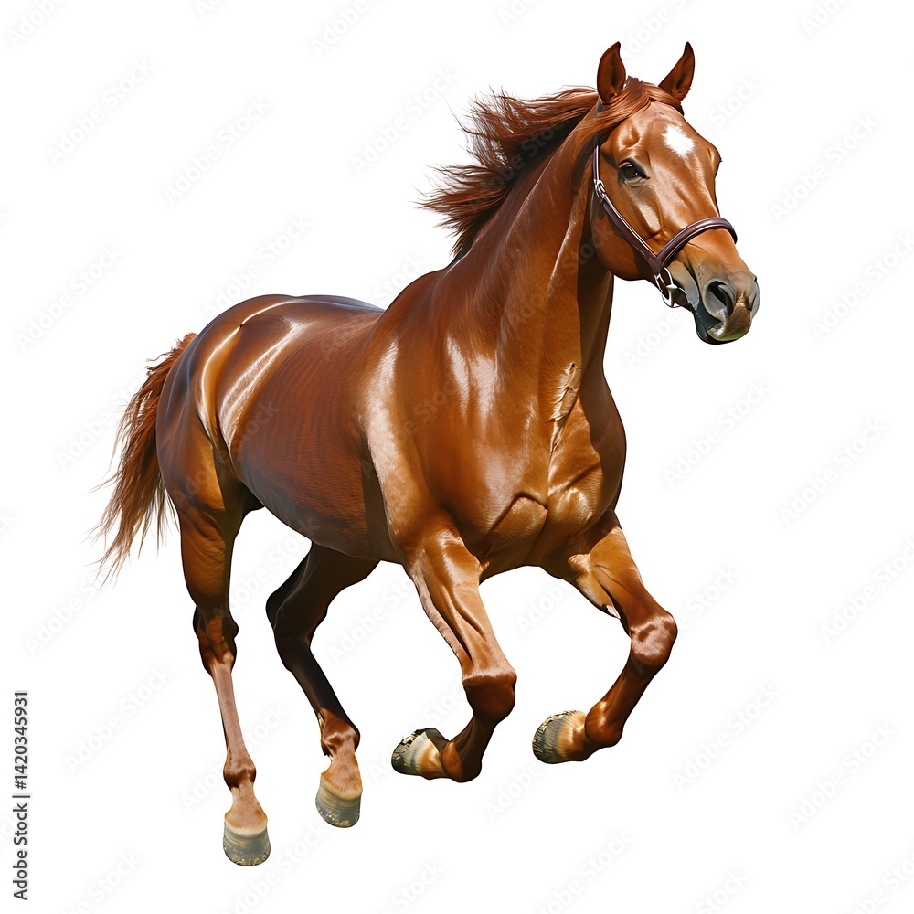 Obraz premium Majestic Brown Horse Galloping Freely in Bright Natural Environment