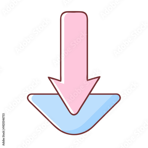 Colorful Downward Arrow Icon in Pink and Blue  