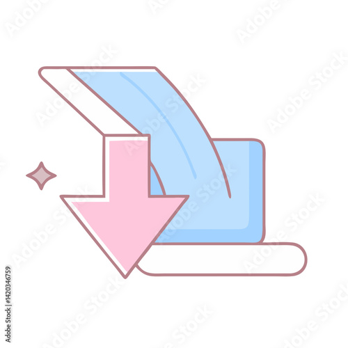 Arrow Down Icon Pointing Downwards in Minimalist Style  
