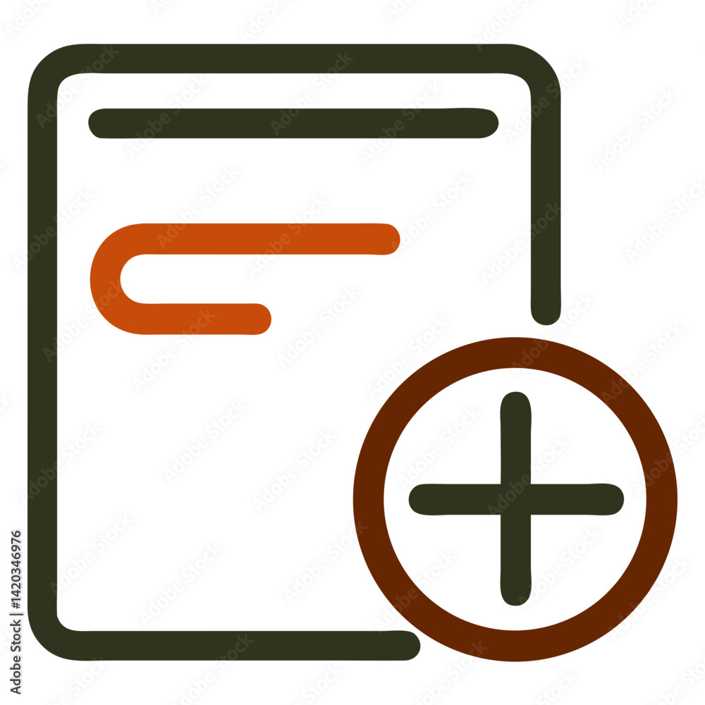 Obraz premium Icon of document with plus symbol in modern style