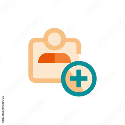 Icon of User Profile with Plus Sign for Addition  