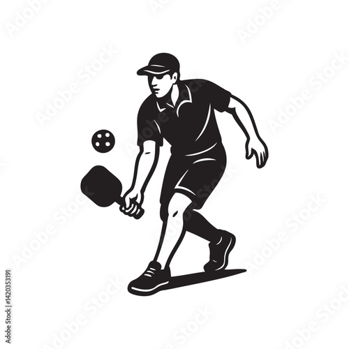 pickle ball player with ball
