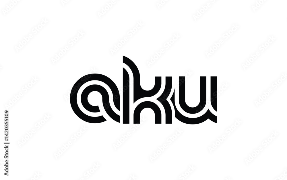 Obraz premium AKU Creative Unique Modern Letter Logo Design. Stylized logo featuring a unique letter design, presenting abstract minimalist aesthetics and modern appeal.