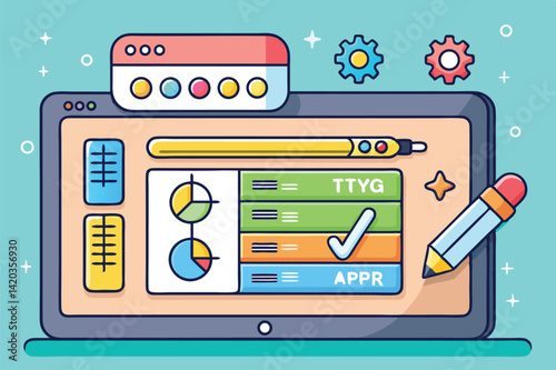 Creative vector illustration of a vibrant digital interface showcasing a dynamic picker tool used for selecting options and features in modern applications